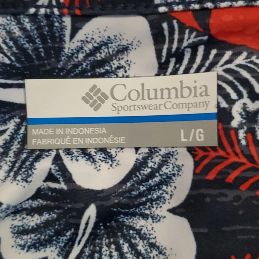 Columbia PFG Dress, Tropical Floral Patterns, Red, White & Blue, Size L - Picture 7 of 11